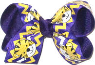 Toddler Purple and Gold Tiger Cub over Purple Double Layer Overlay Bow
